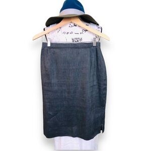 Akris Punto Linen Brown Pencil Skirt